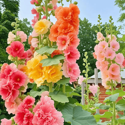 High Germination Hollyhock Seeds, Hardy Outdoor Landscape Flowers