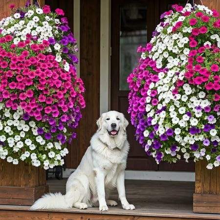 Wave Petunia Seeds, Non-GMO Trailing Flower Seeds for Hanging Baskets & Balconies (High Germination)