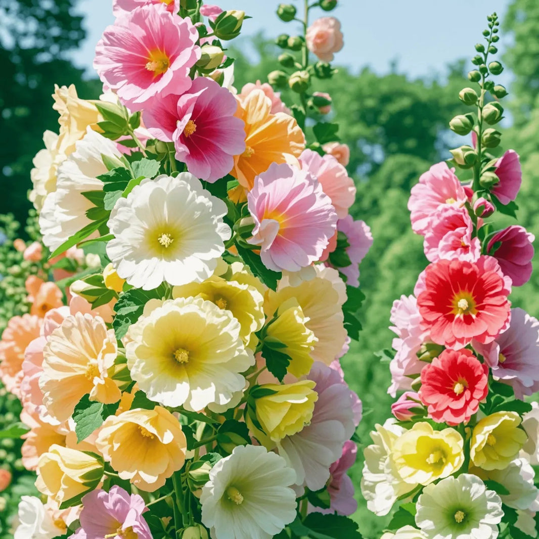 Mixed Color Hollyhock Seeds, Fast Growing Tall Garden Ornaments